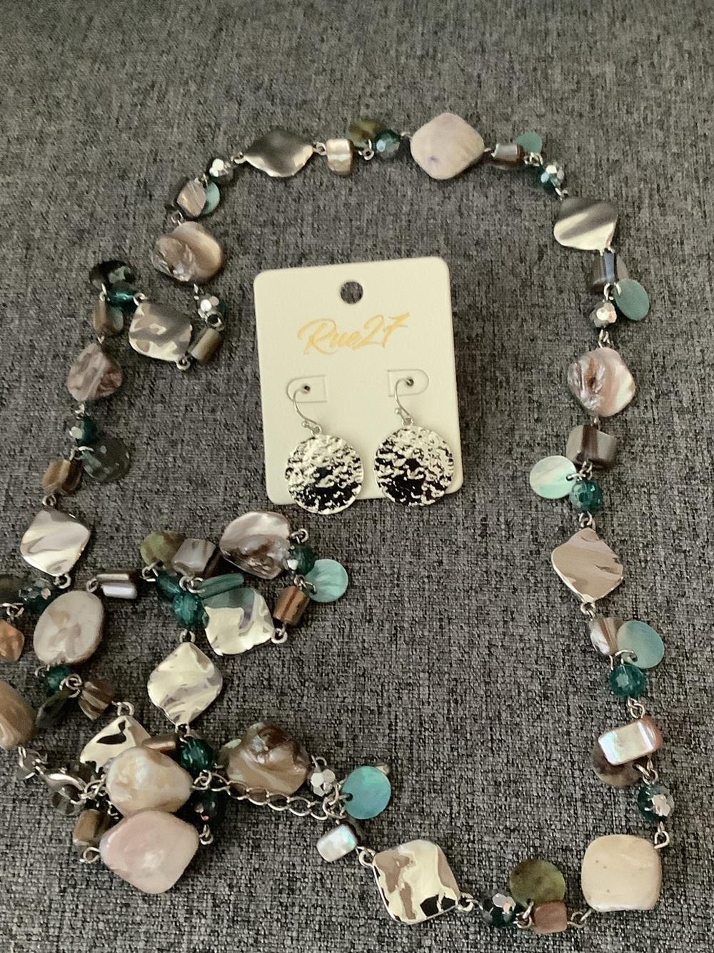 Lia Sophia Aqua and Natural Shell Long Layering Necklace - Picture 6 of 6
